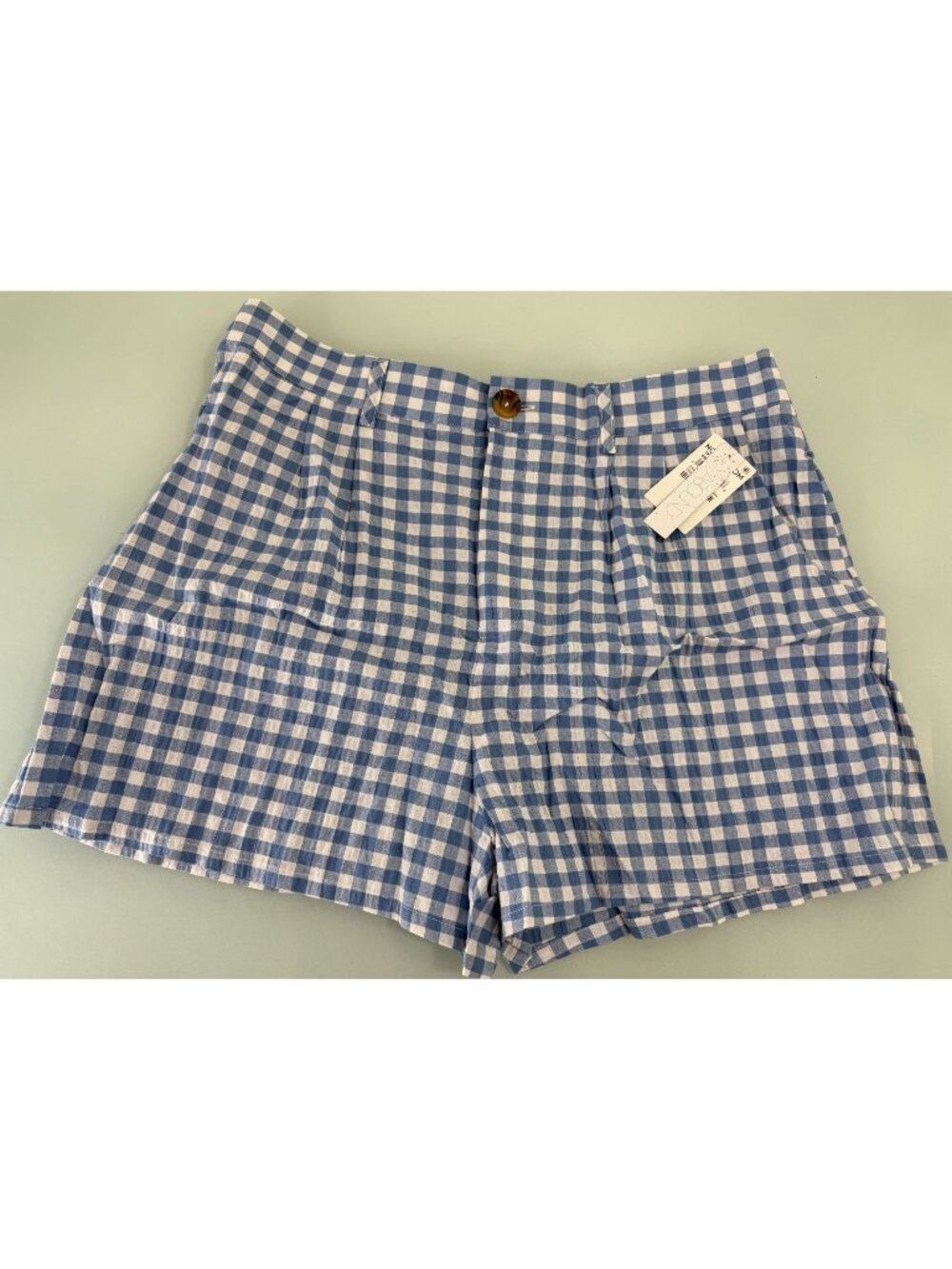 Abound Shorts Women's 1X Gingham Seersucker Pleated Breathable Stretch 3" Inseam